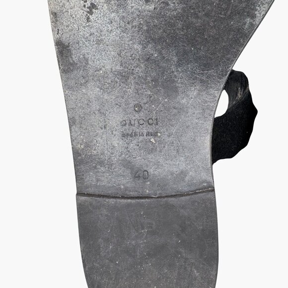 Gucci Horsebit Black Suede Flat Thong Flip Flop Sandals Size 40 US 10 Women - Picture 15 of 16